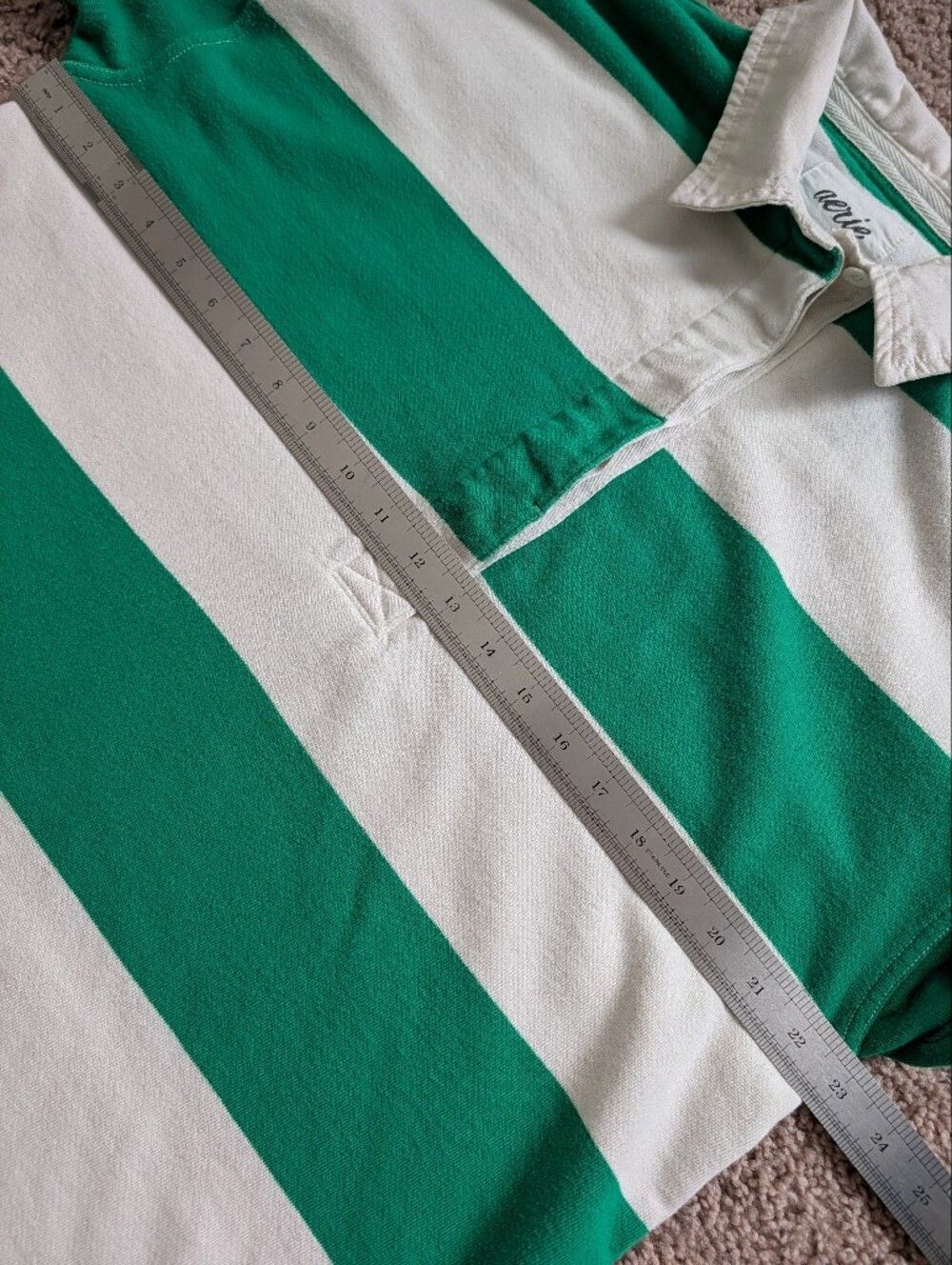Aerie Womens White Green Striped Pullover Long Sleeve Rugby Shirt Size Small - Picture 6 of 8